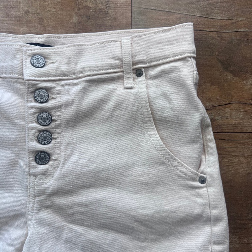 Banana Republic Beige High Rise Button Fly Stretch Denim Shorts Size 2/26 - Picture 4 of 6
